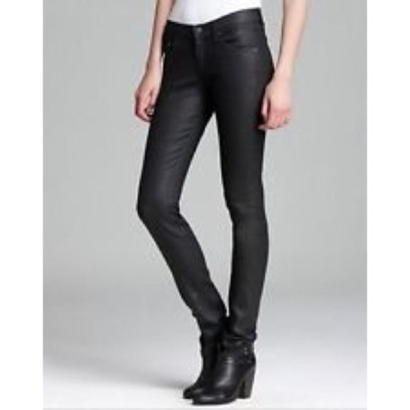 3x1 Denim - 3X1 NYC Ross Black Coated High Rise Skinny Jeans